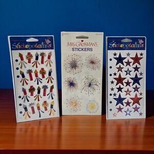 Patriotic Vintage Stickopotamus Mrs. Grossman's Stickers Rockets Fireworks Stars